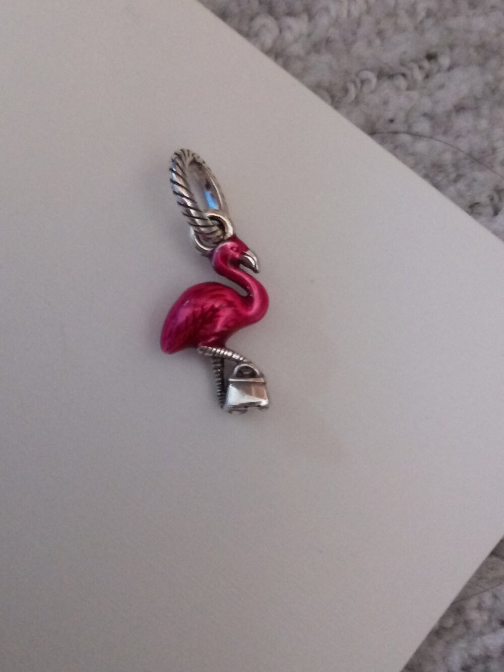 Brighton Pink Flamingo Dangle Charm pink Enamel Silver